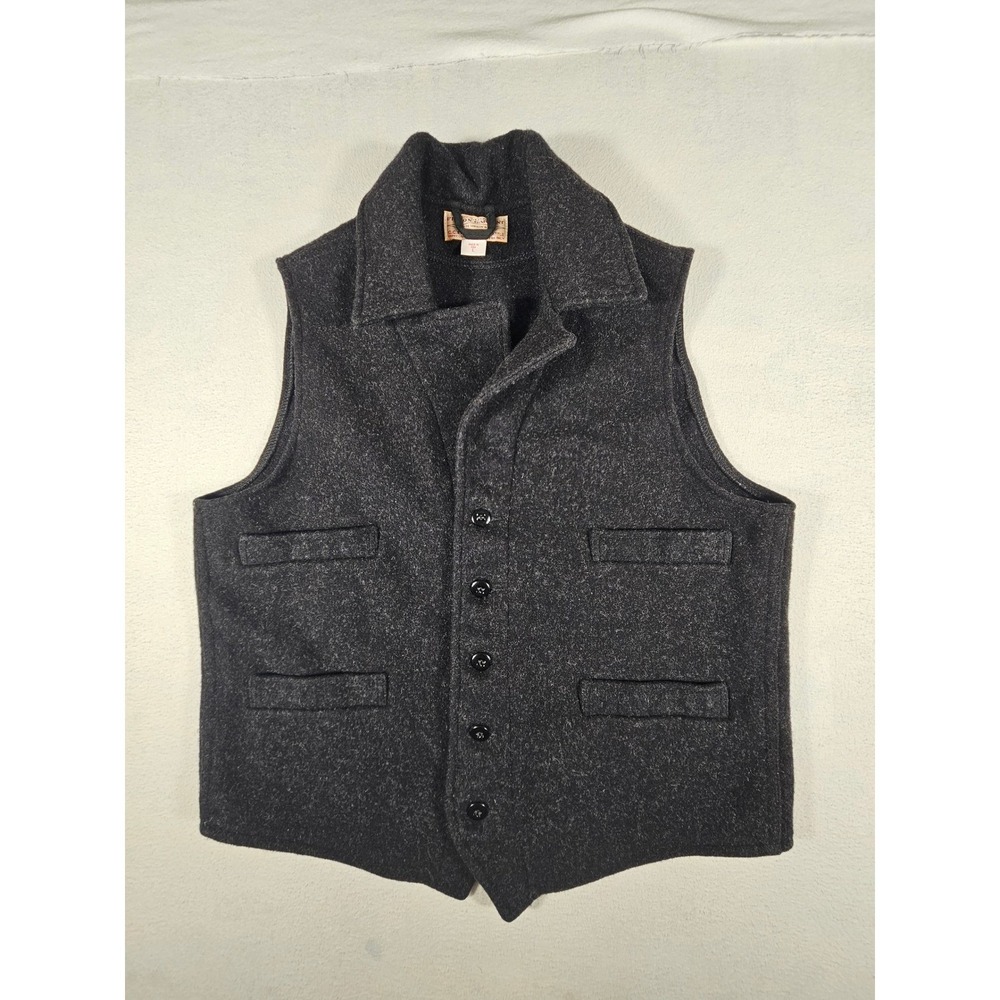 Filson Style 24 Western Mackinaw Wool Vest Mens L Charcoal Gray 100% Wool USA